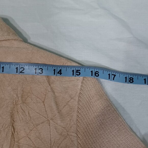 Coldwater Creek Jacket Womens Beige Petite Medium Suede Leather Knit Full Zip - Picture 9 of 10